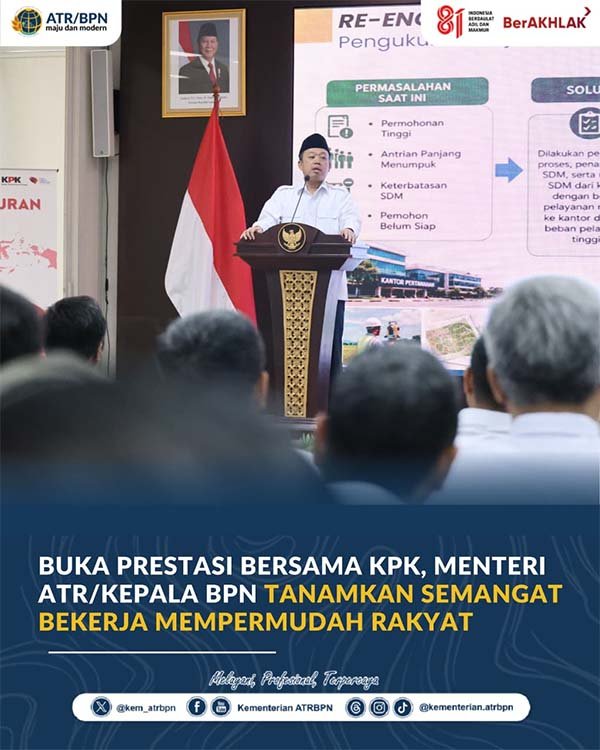 Menteri ATR/BPN Buka Pelatihan PRESTASI Bersama KPK: Tegaskan Semangat Utama ASN adalah Mempermudah Pelayanan Rakyat